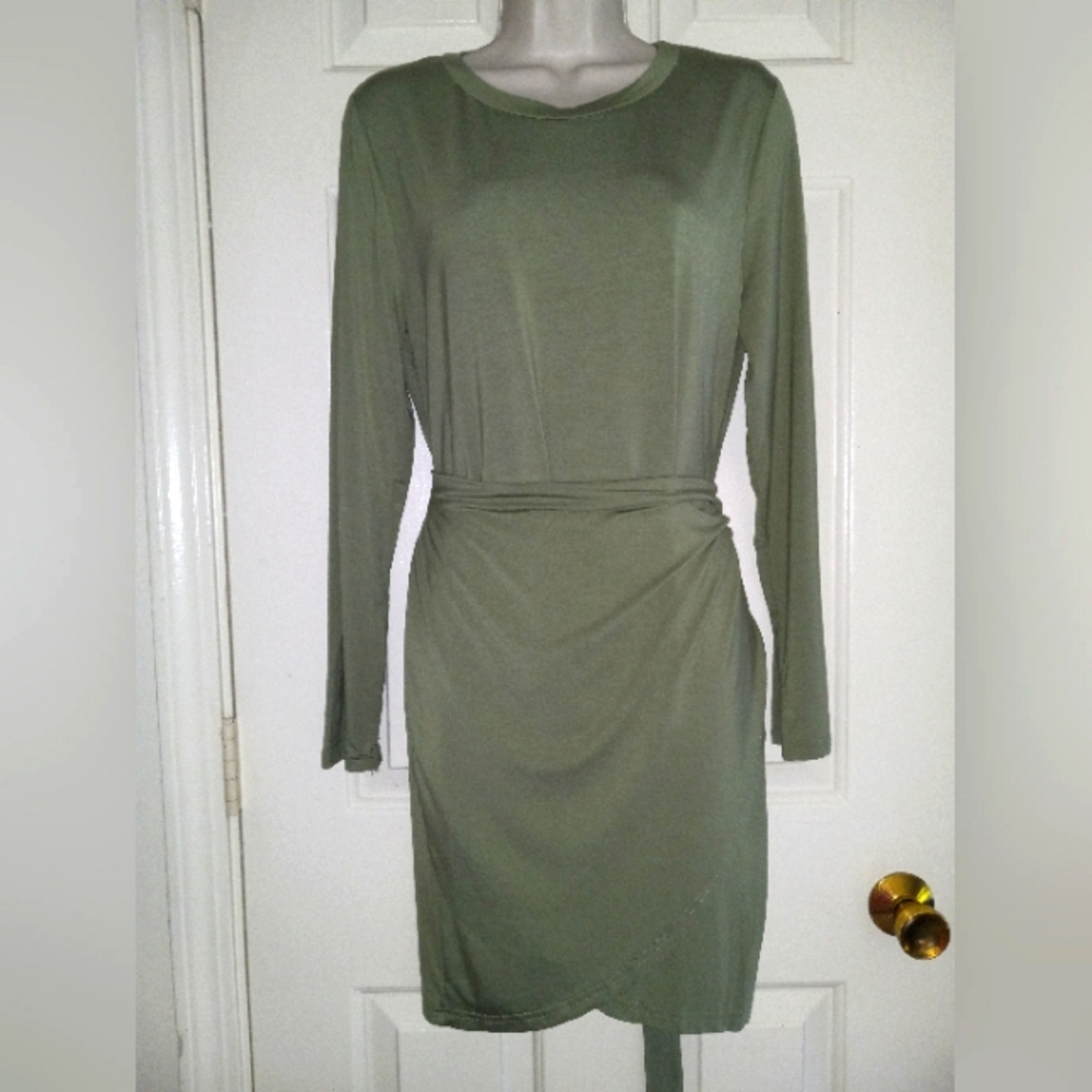 Annebouti Dress Wrap Dress Crewneck Sage Green Size Large